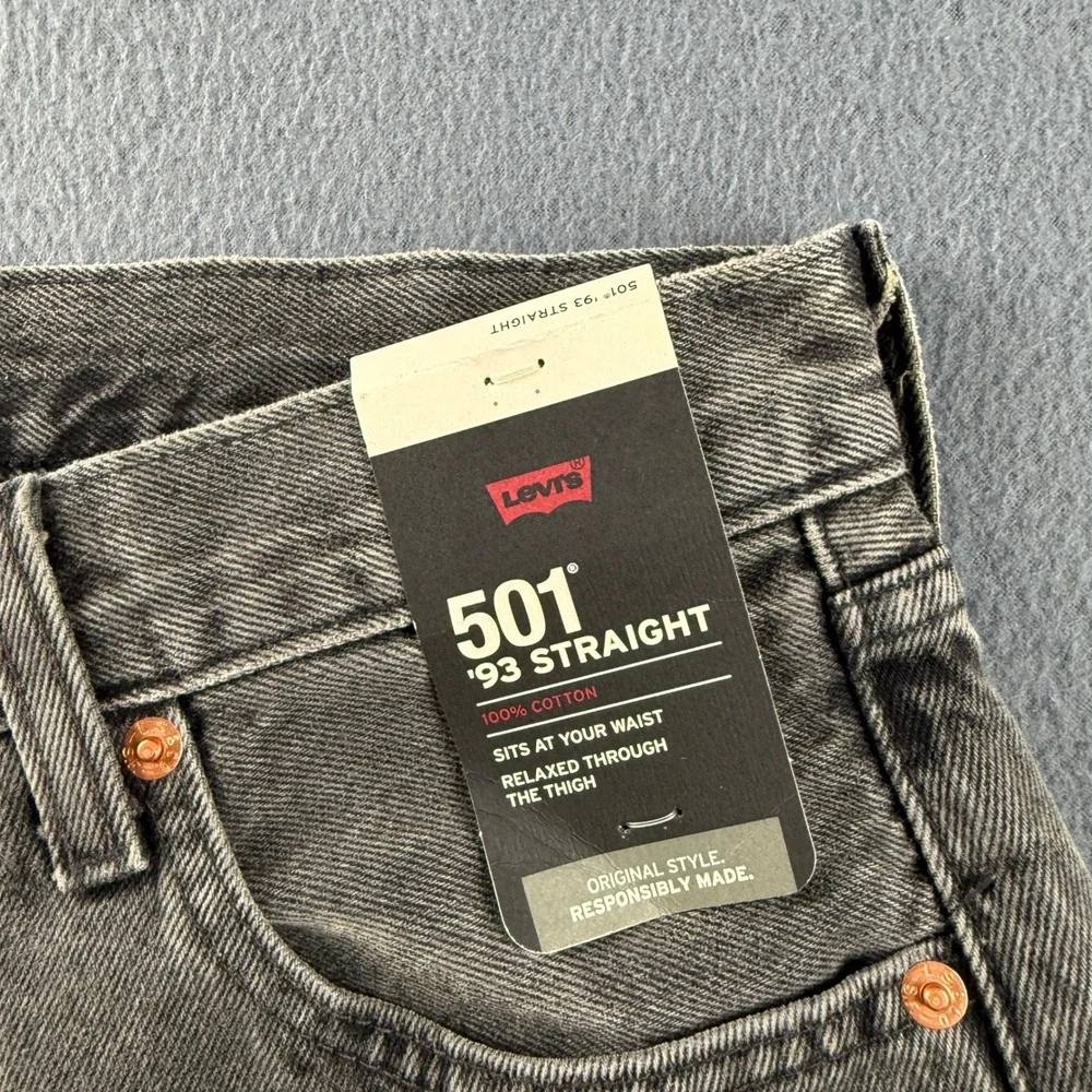 Levis 501 Premium Jeans Mens 32x36 Black Button Fly Straight Leg Regular Fit NEW